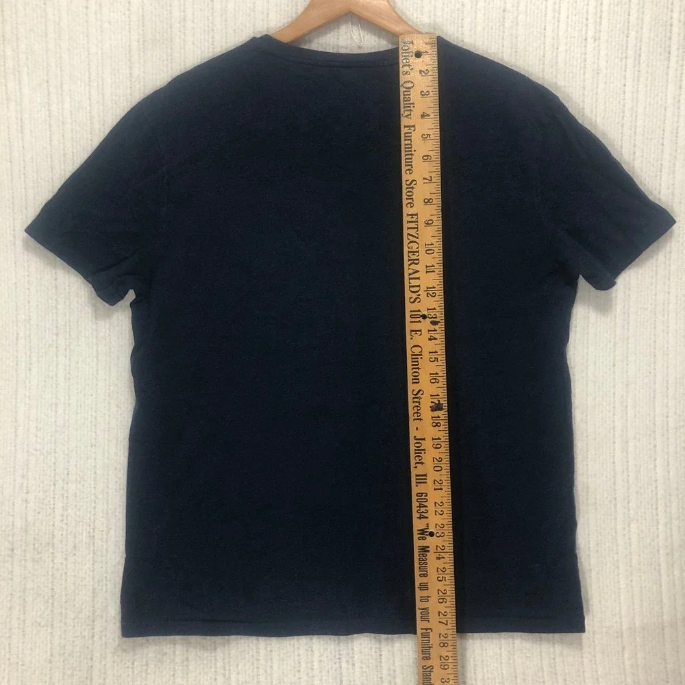 Polo Ralph Lauren Mens V-Neck T-Shirt Navy Blue Heathered Pony Logo Large L